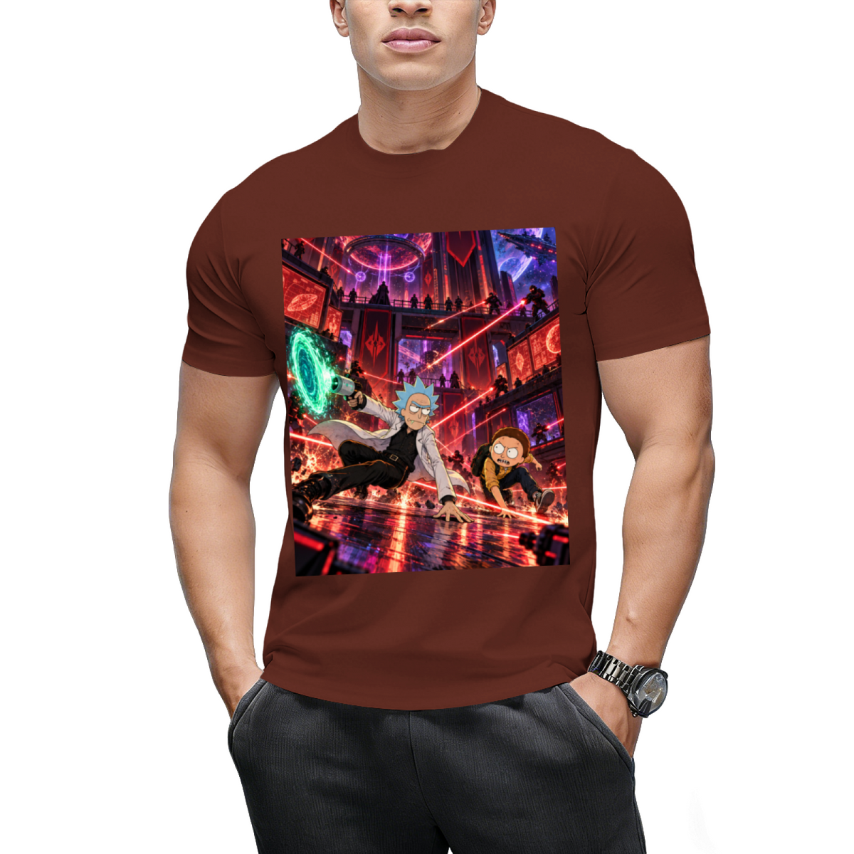 Personalized Cyberpunk Portal Gun Tee - Neon Sci-Fi Art