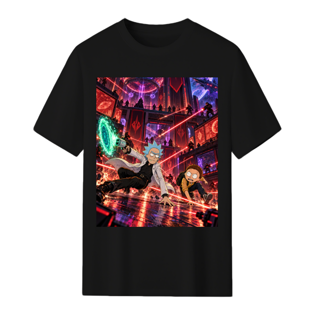 Personalized Cyberpunk Portal Gun Tee - Neon Sci-Fi Art