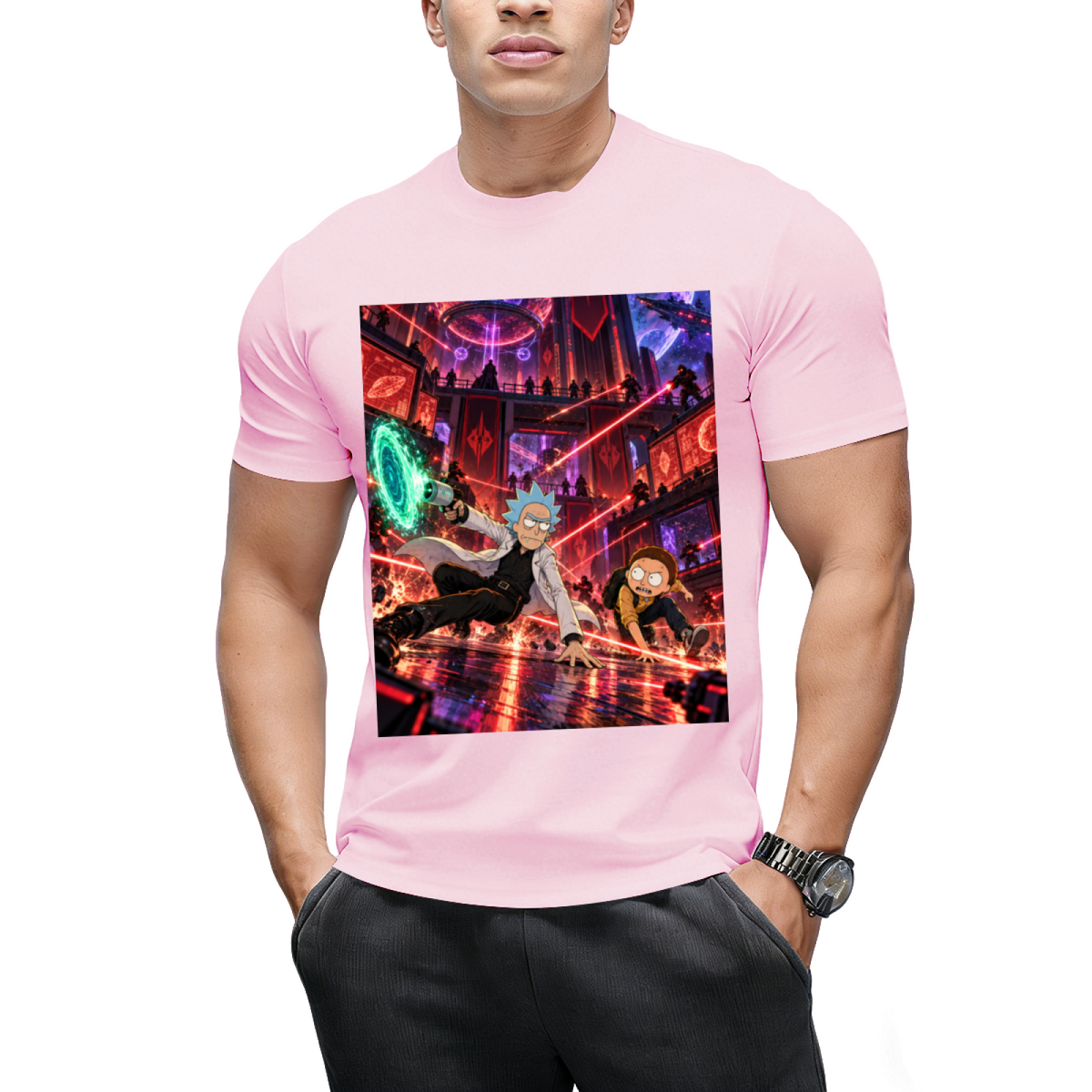 Personalized Cyberpunk Portal Gun Tee - Neon Sci-Fi Art