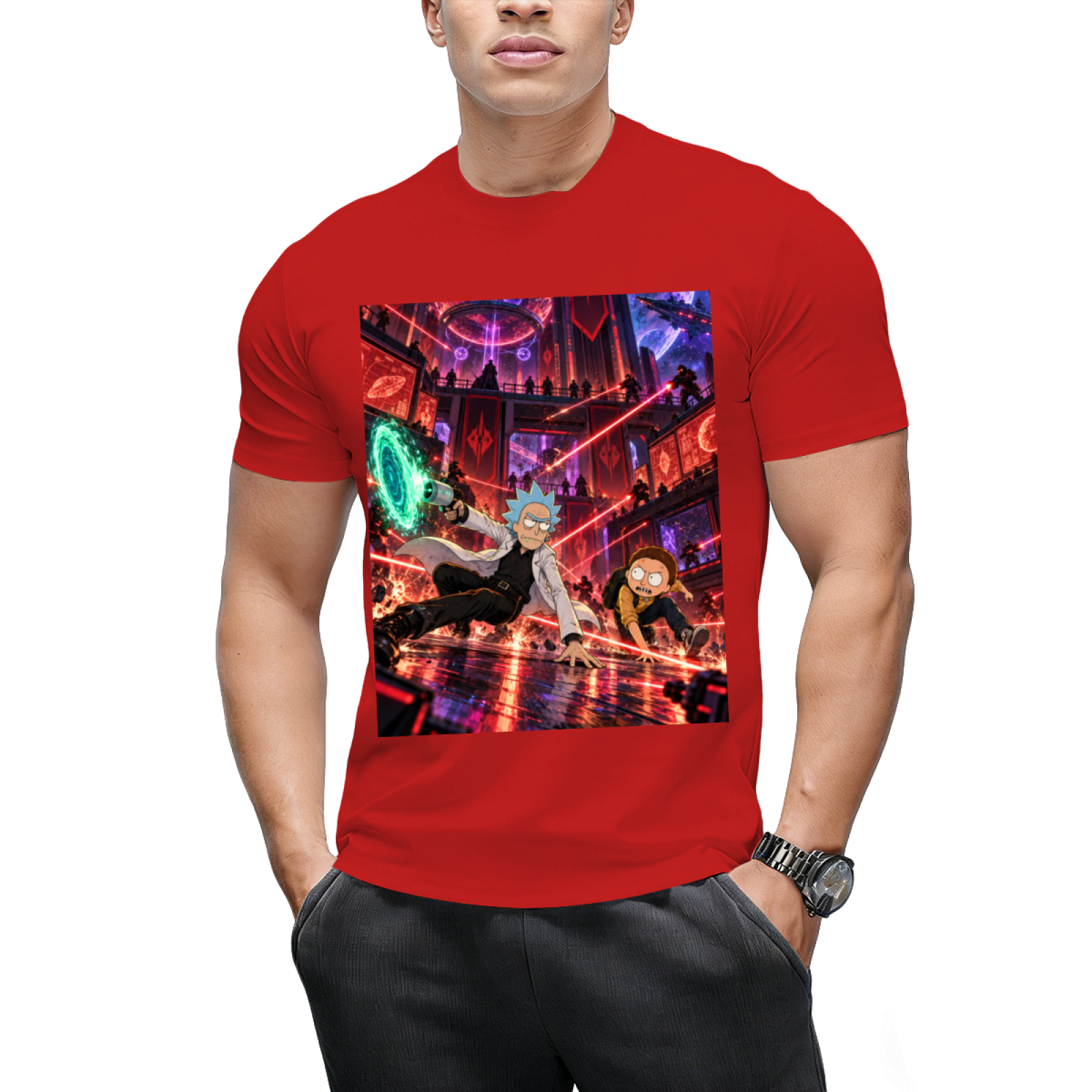 Personalized Cyberpunk Portal Gun Tee - Neon Sci-Fi Art