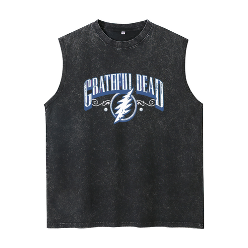 Grateful Dead washed graphic tank top with Burgundy Bolt graphic
