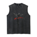 Nirvana In Utero Dark Angel Unisex Washed Tank Top — product image showing the a dark-toned In Utero angel illustration design