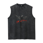 Nirvana In Utero Dark Angel Unisex Washed Tank Top — product image showing the a dark-toned In Utero angel illustration design