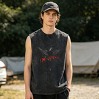 Nirvana In Utero Dark Angel Unisex Washed Tank Top — product image showing the a dark-toned In Utero angel illustration design