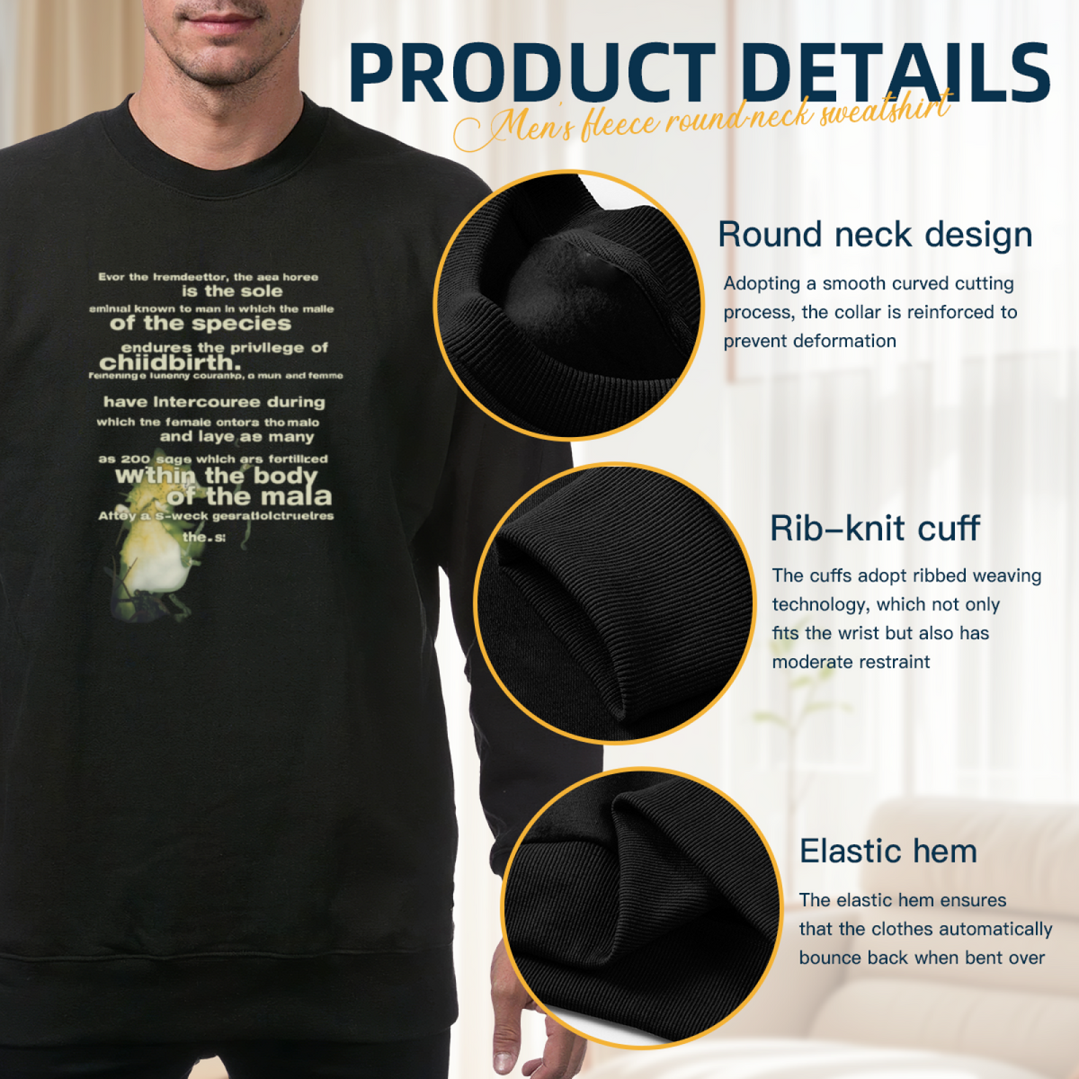 Artwork preview for Seahorse Grunge Art Crewneck Sweatshirt