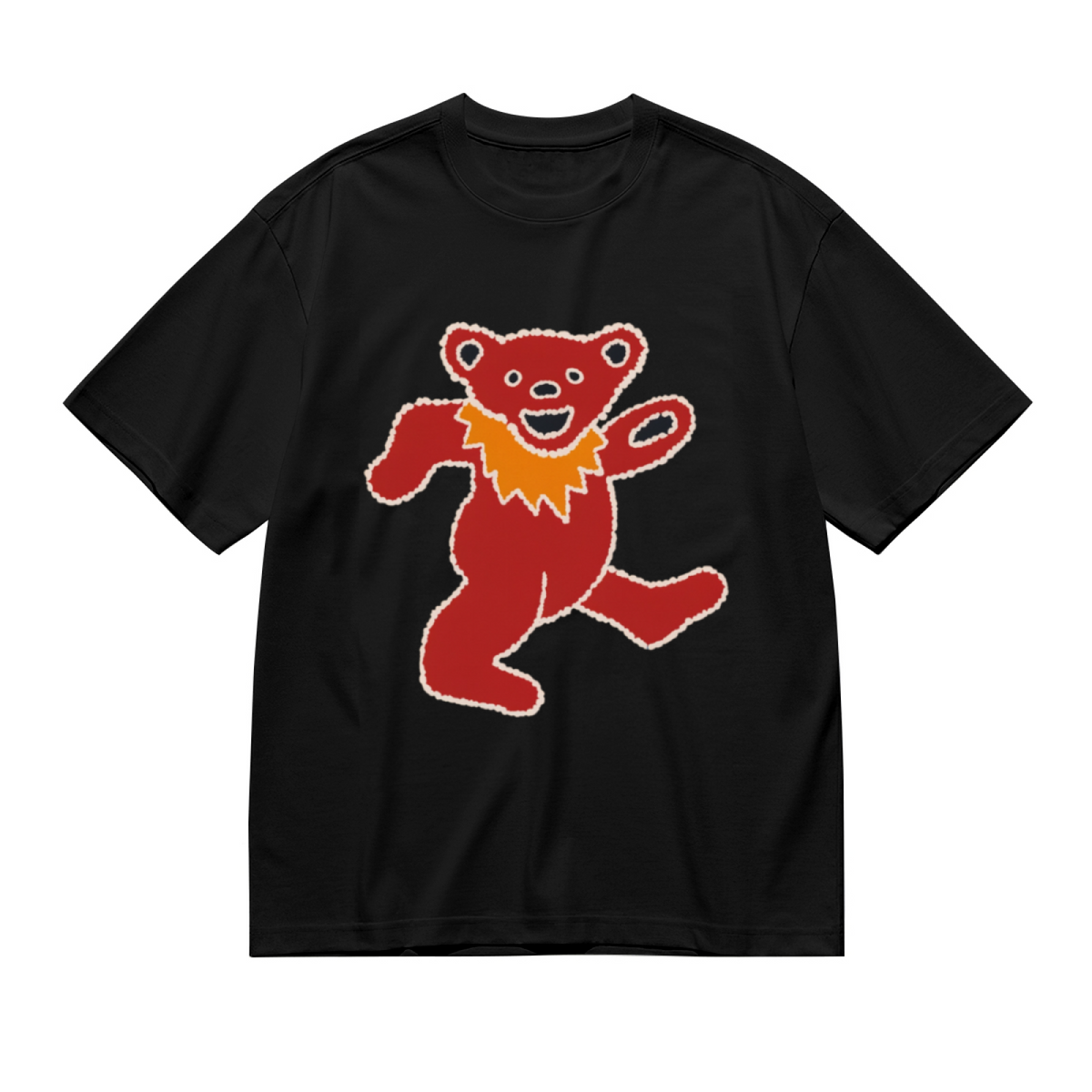 Grateful Dead Blue tie-dye featuring a red Dancing Bear with an orange collar and white graphic T-shirt product image