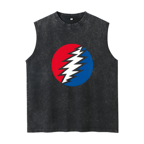 Grateful Dead washed graphic tank top with Lightning Bolt Circle graphic