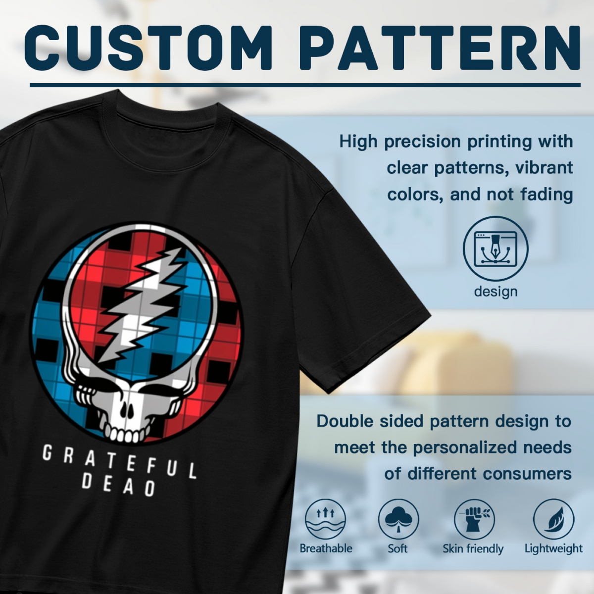Grateful Dead Plaid Steal Your Face graphic T-shirt product image