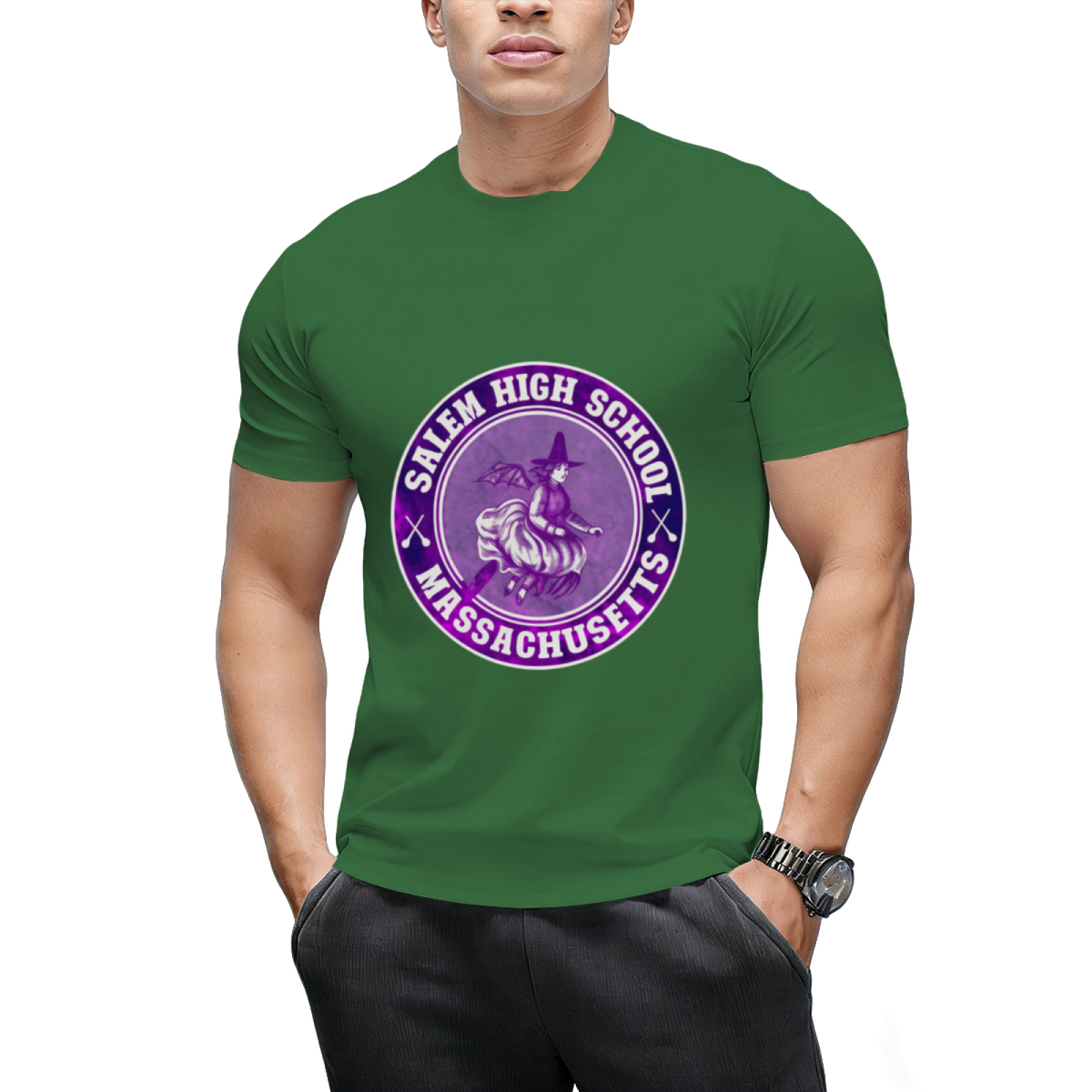 Salem High School Broomstick Witch Graphic T-Shirt