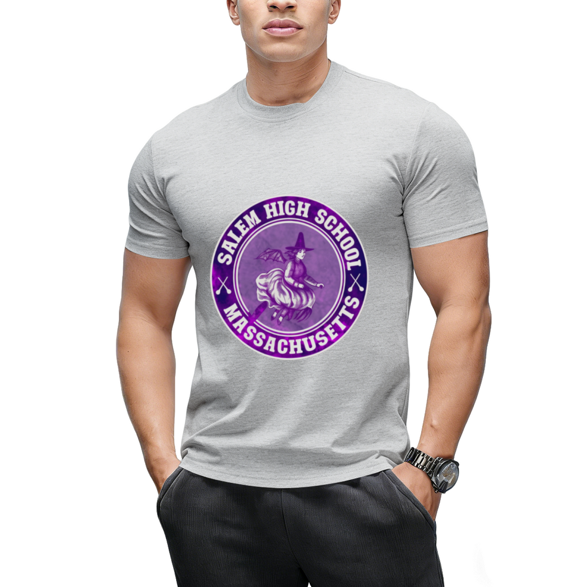Salem High School Broomstick Witch Graphic T-Shirt