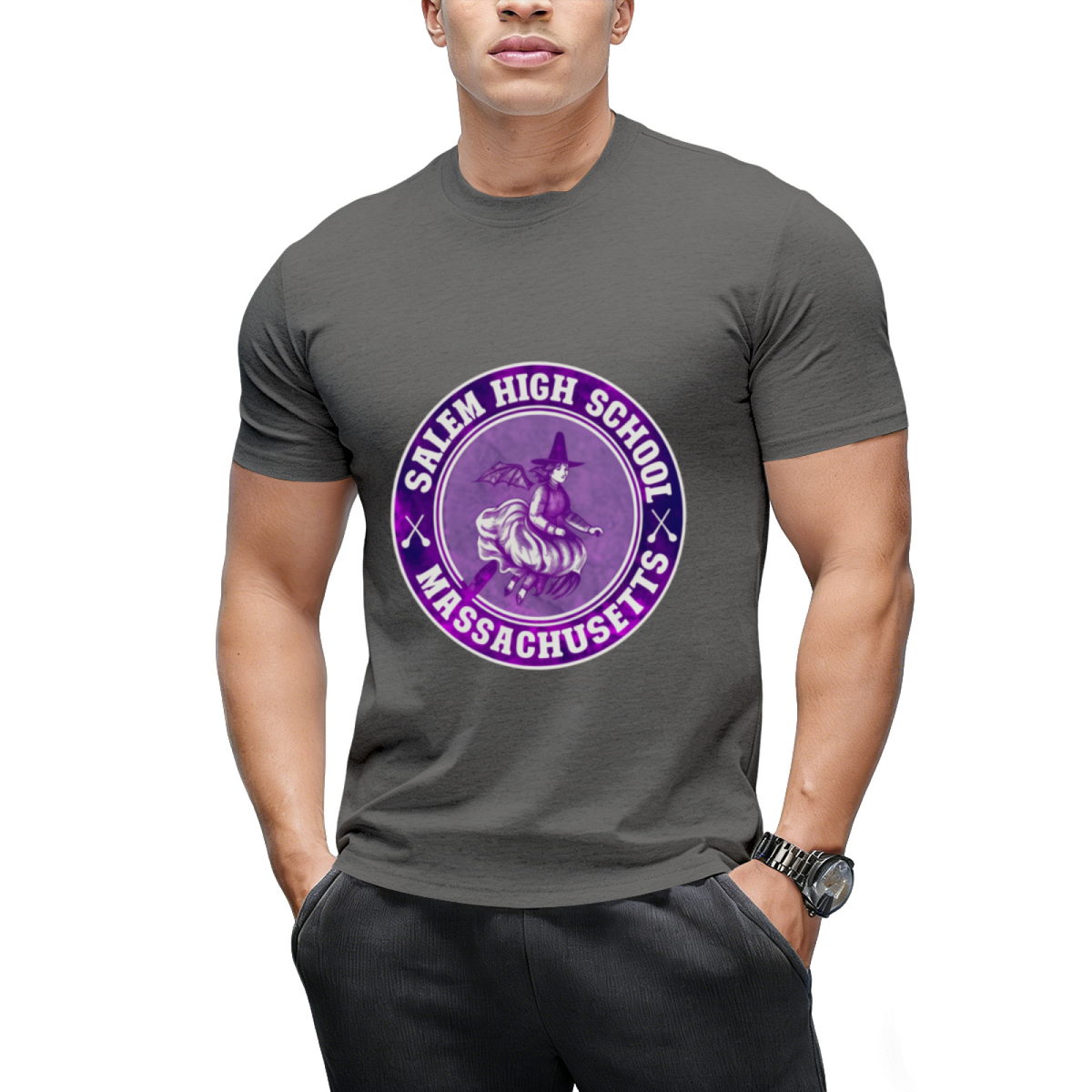 Salem High School Broomstick Witch Graphic T-Shirt