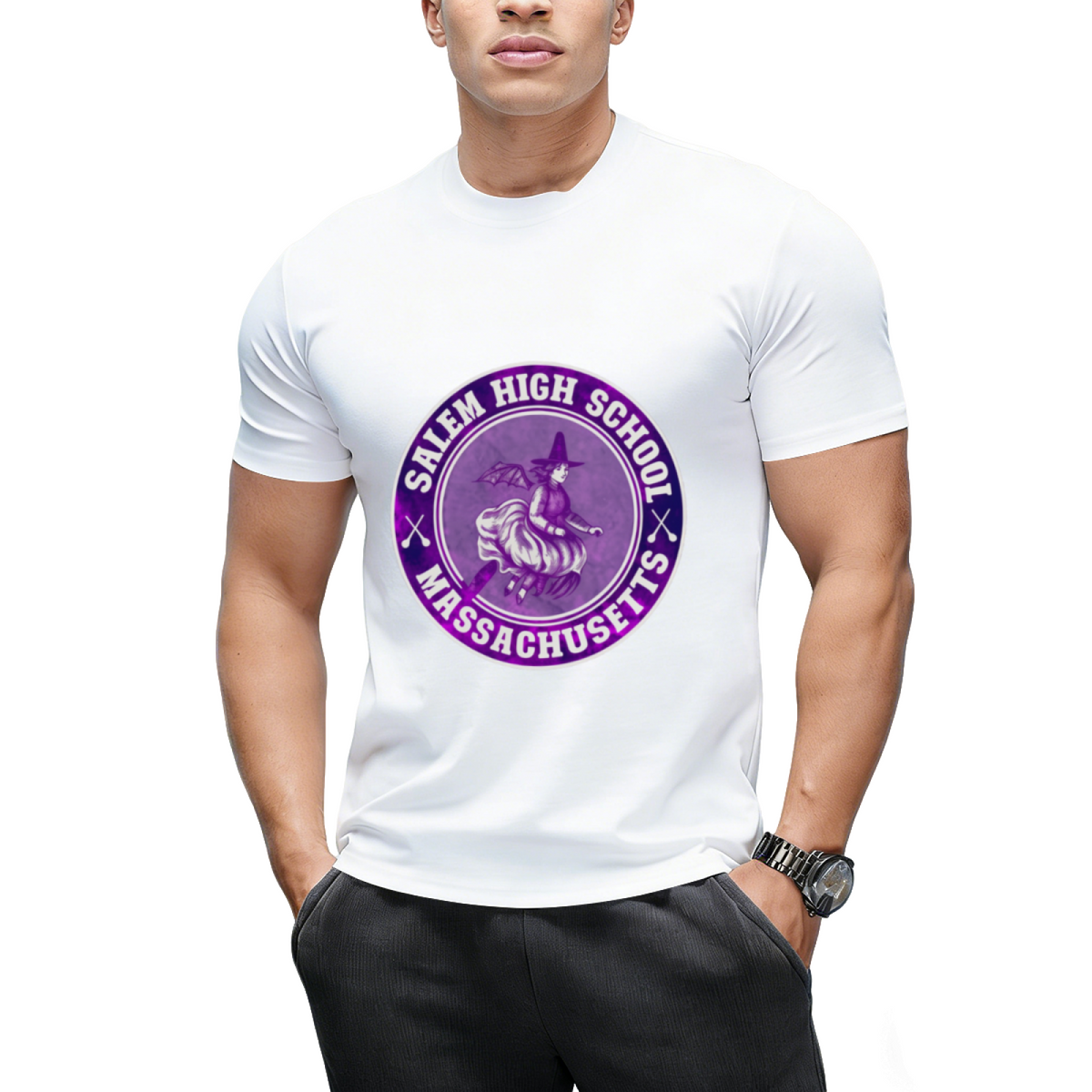 Salem High School Broomstick Witch Graphic T-Shirt