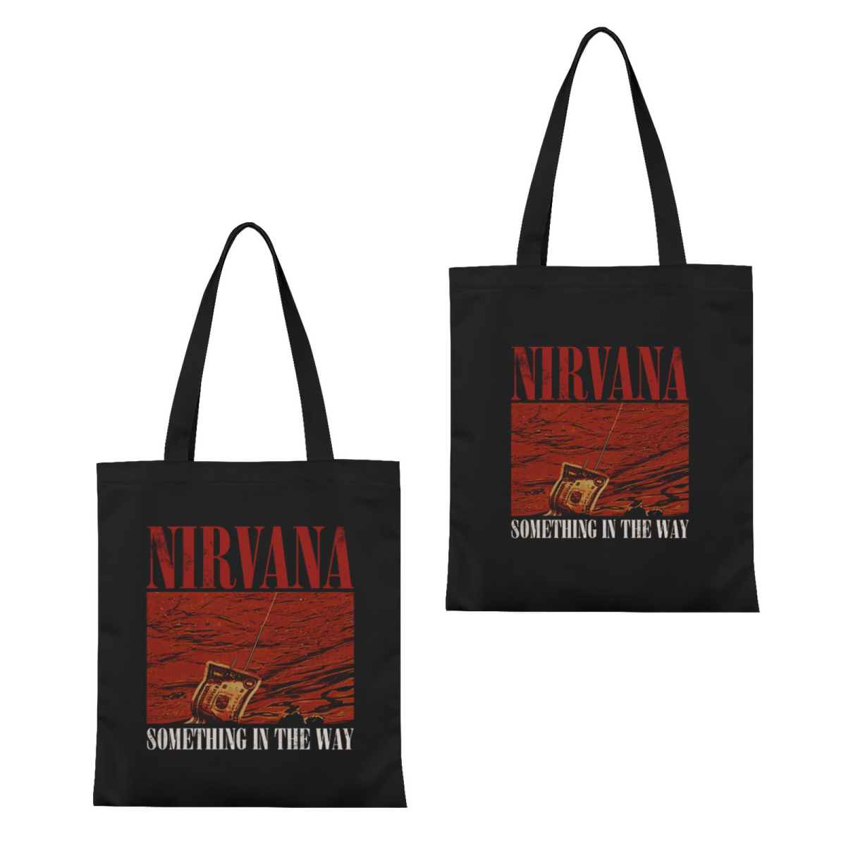 Nirvana Something in the Way Canvas Tote — a design referring to the Nirvana song “Something in the Way”