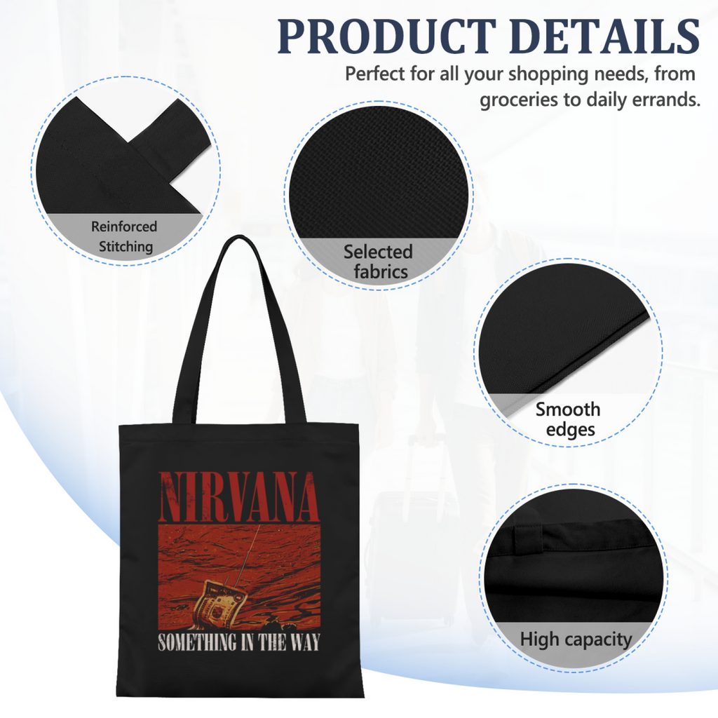 Nirvana Something in the Way Canvas Tote — a design referring to the Nirvana song “Something in the Way”