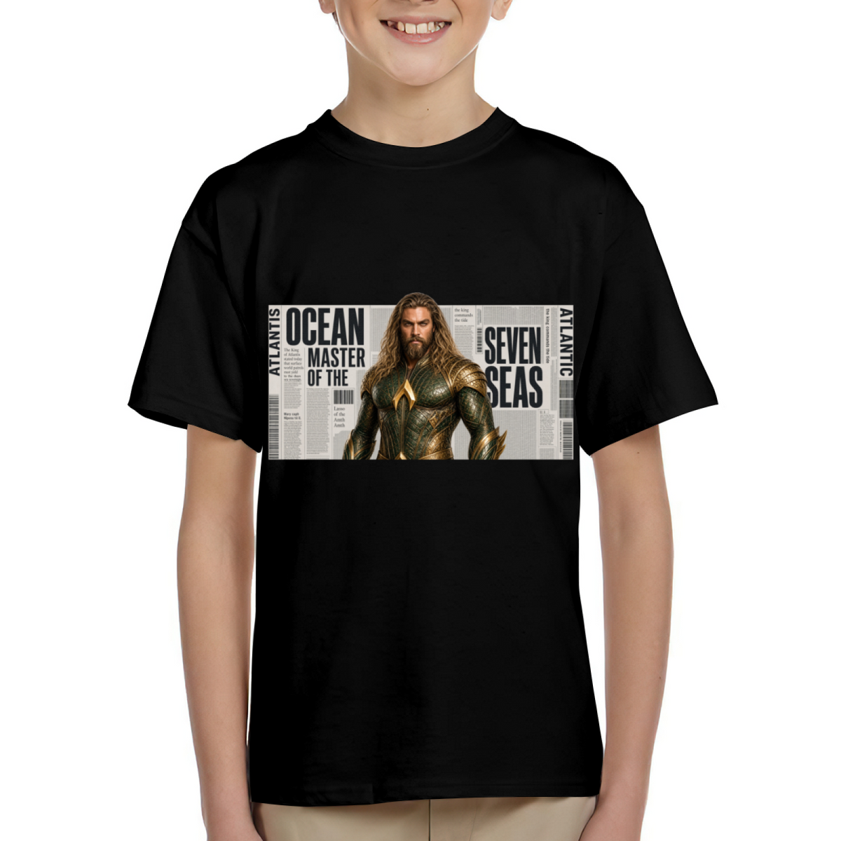 Ocean King Newsprint Kid's T-Shirt for Casual Weekends