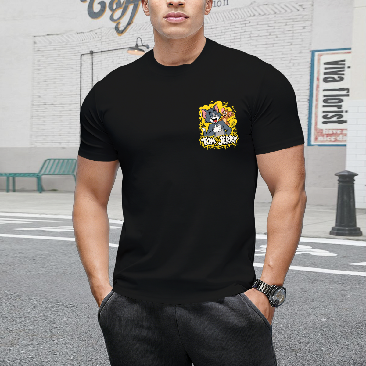 Tom and Jerry Laughing "Fun-Day" Retro Streetwear Tee