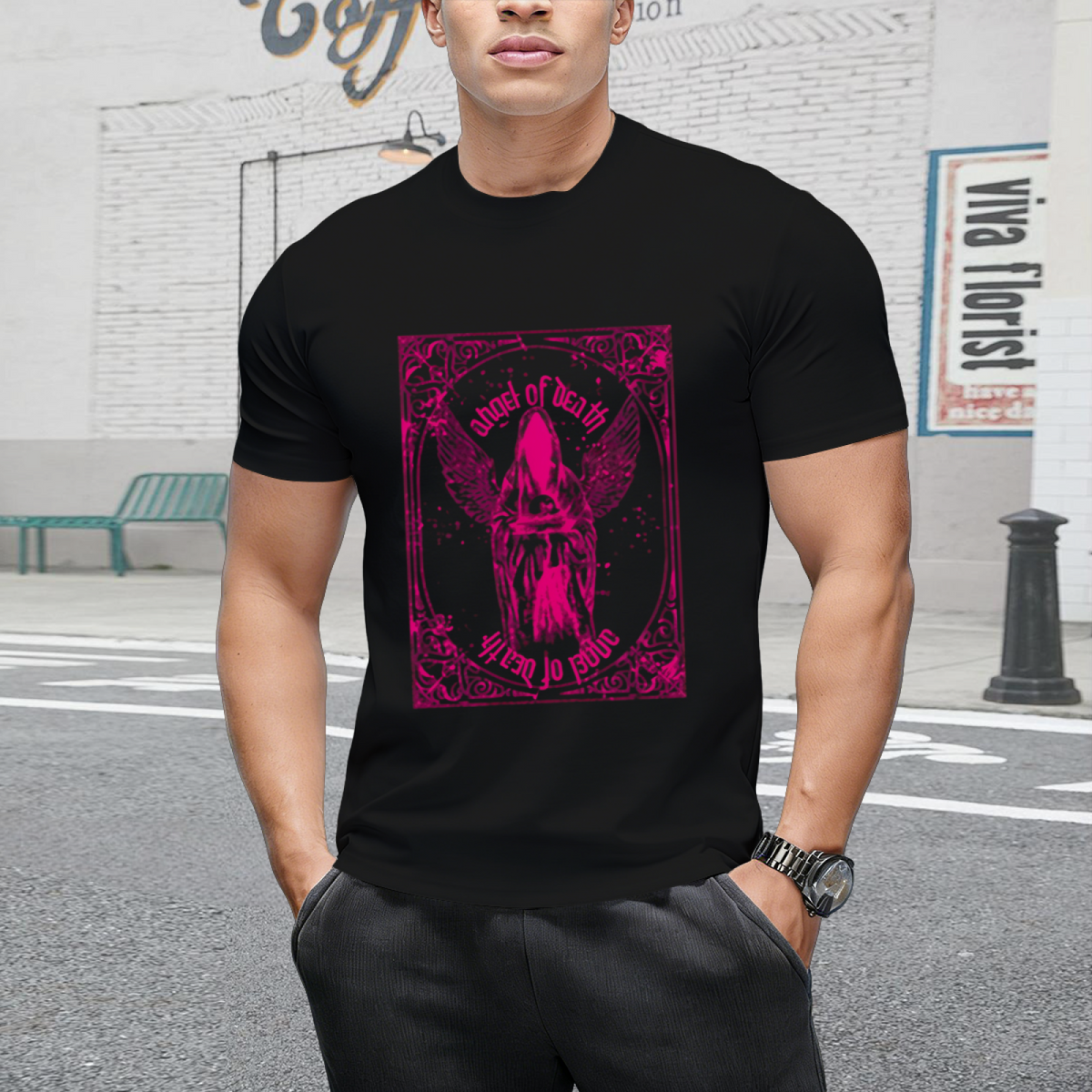 Pink Angel of Death Graphic T-Shirt