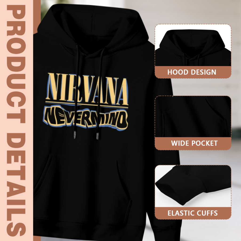 Nirvana Nevermind Blue Yellow Logo Hoodie, apparel product image