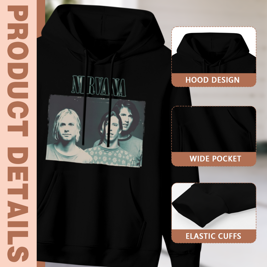 Nirvana Blue Tinted Band Portrait Hoodie, apparel product image
