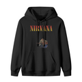 Hoodie product image with kurt cobain acoustic guitar artwork, black colorway