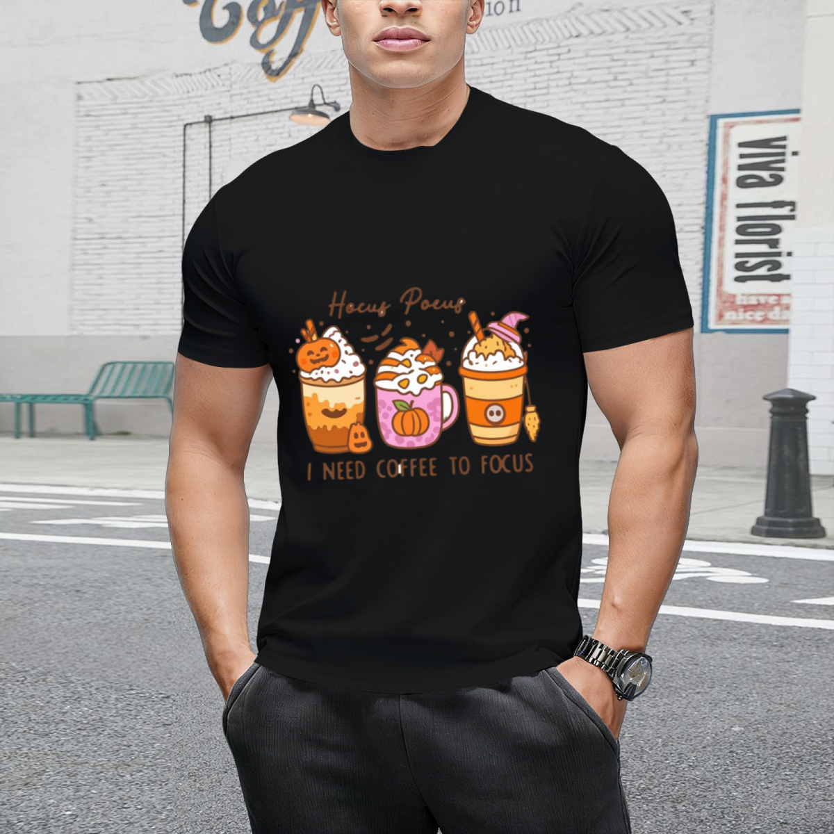 I Need Coffee to Focus Graphic T-Shirt