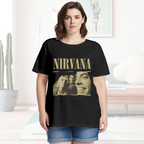 Graphic T-shirt product image with vintage band portrait artwork