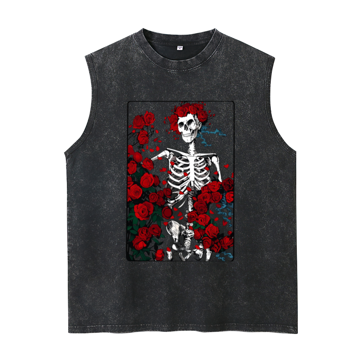 Grateful Dead washed graphic tank top with Woodcut Wheel Roses graphic