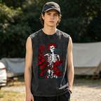 Grateful Dead washed graphic tank top with Woodcut Wheel Roses graphic