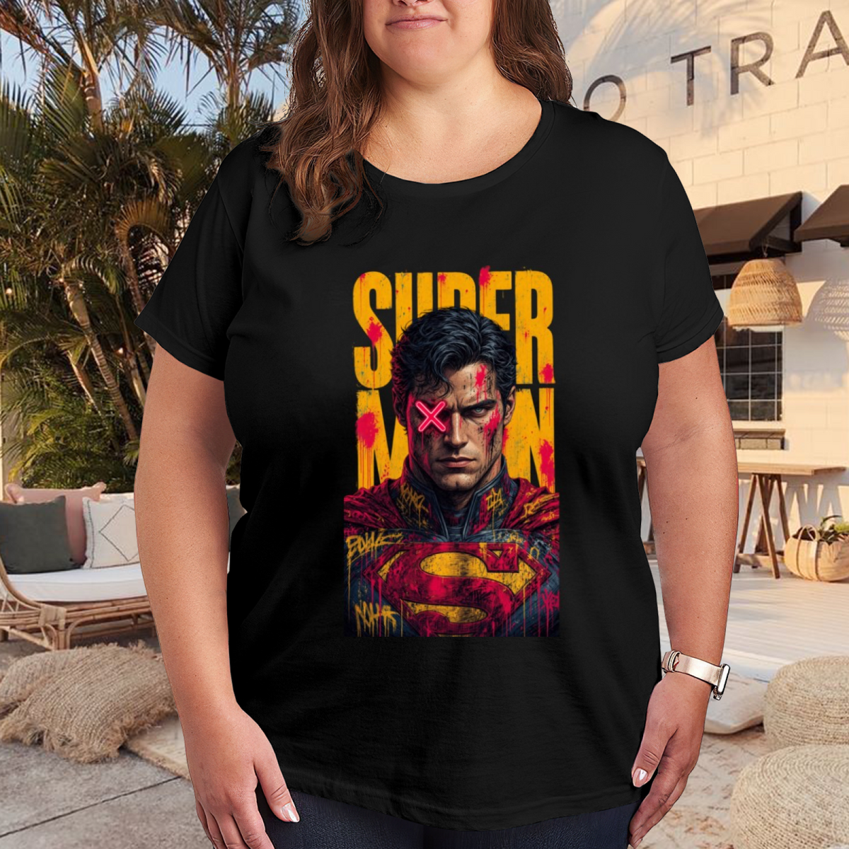 Hot Pink X Portrait Women's T-Shirt for Festival Nights