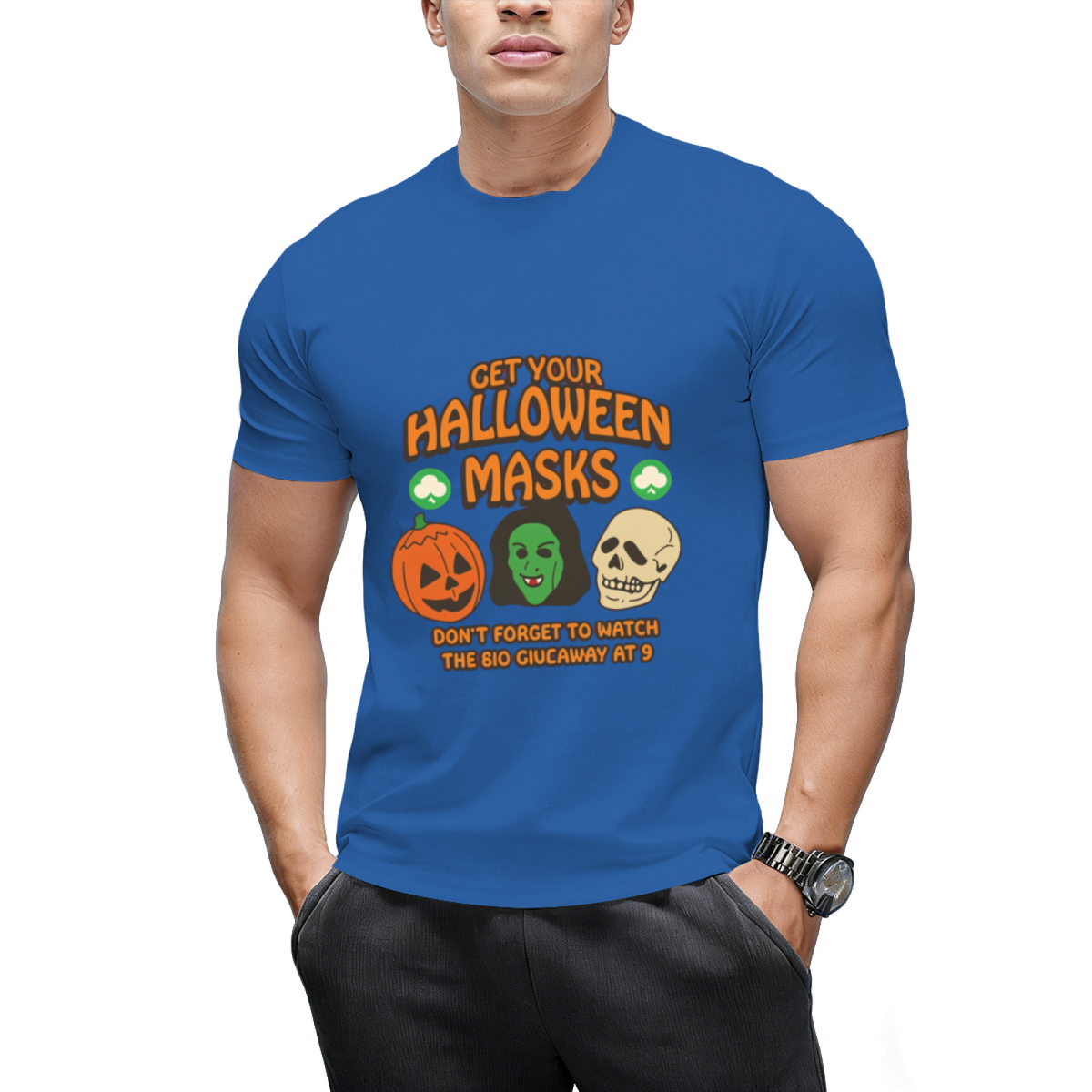 Silver Shamrock Halloween Masks Graphic T-Shirt