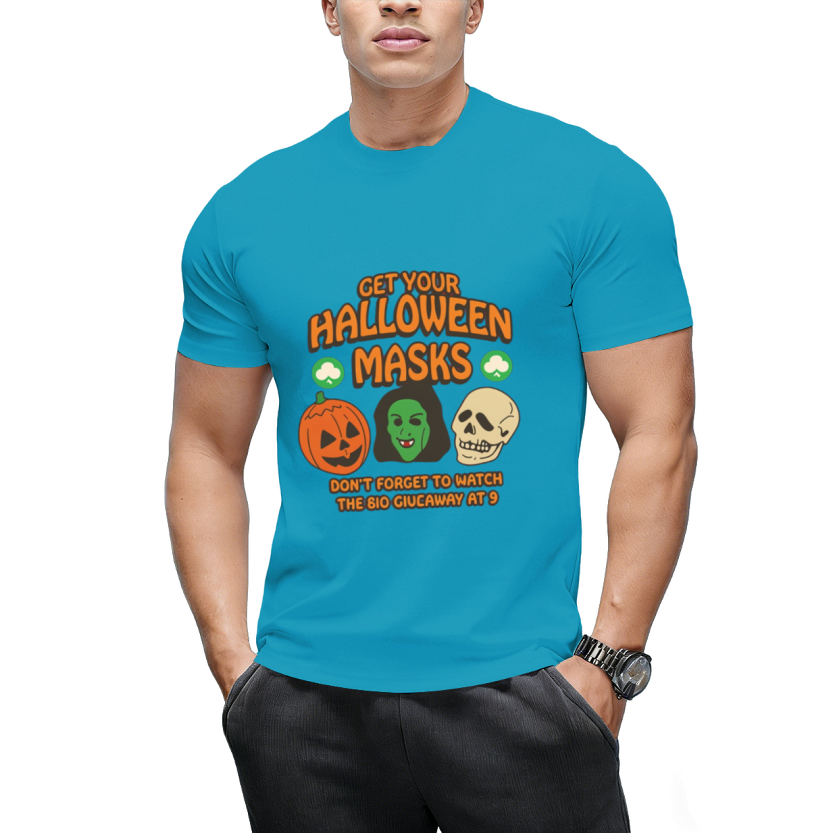 Silver Shamrock Halloween Masks Graphic T-Shirt
