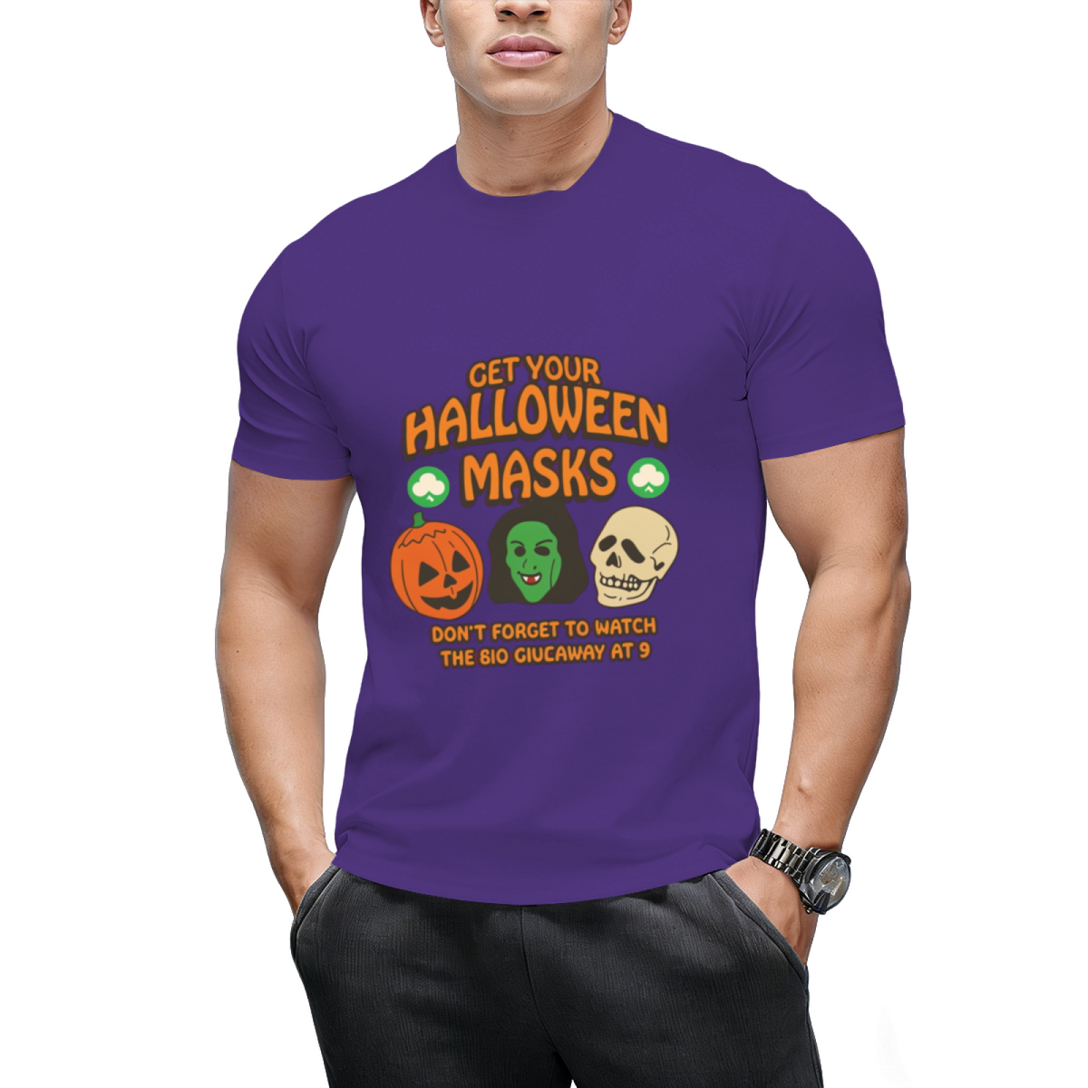 Silver Shamrock Halloween Masks Graphic T-Shirt