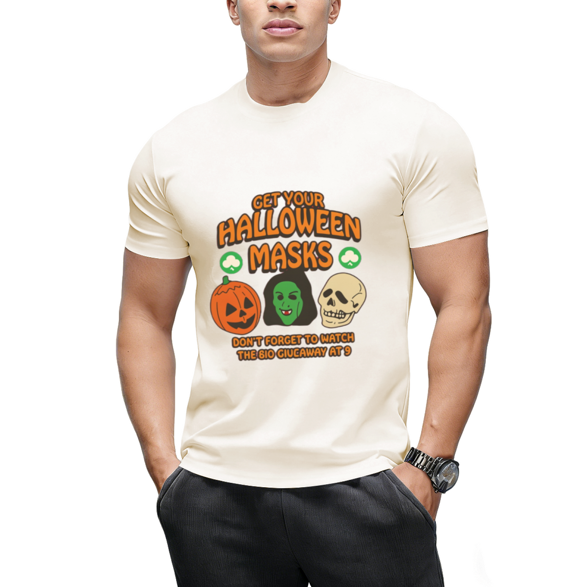 Silver Shamrock Halloween Masks Graphic T-Shirt