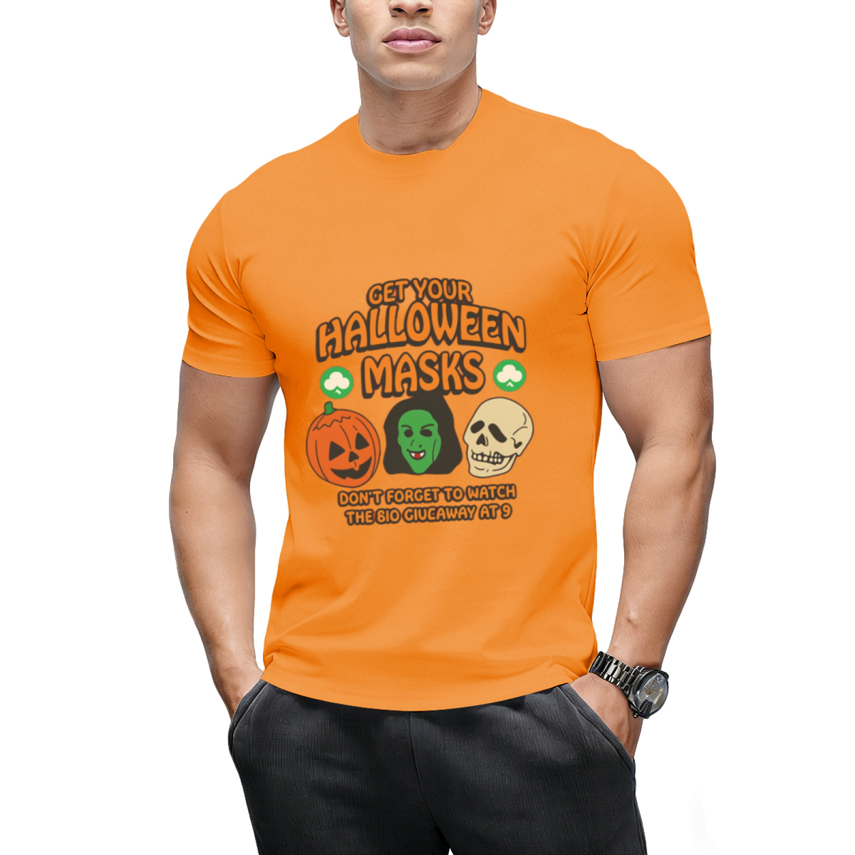 Silver Shamrock Halloween Masks Graphic T-Shirt