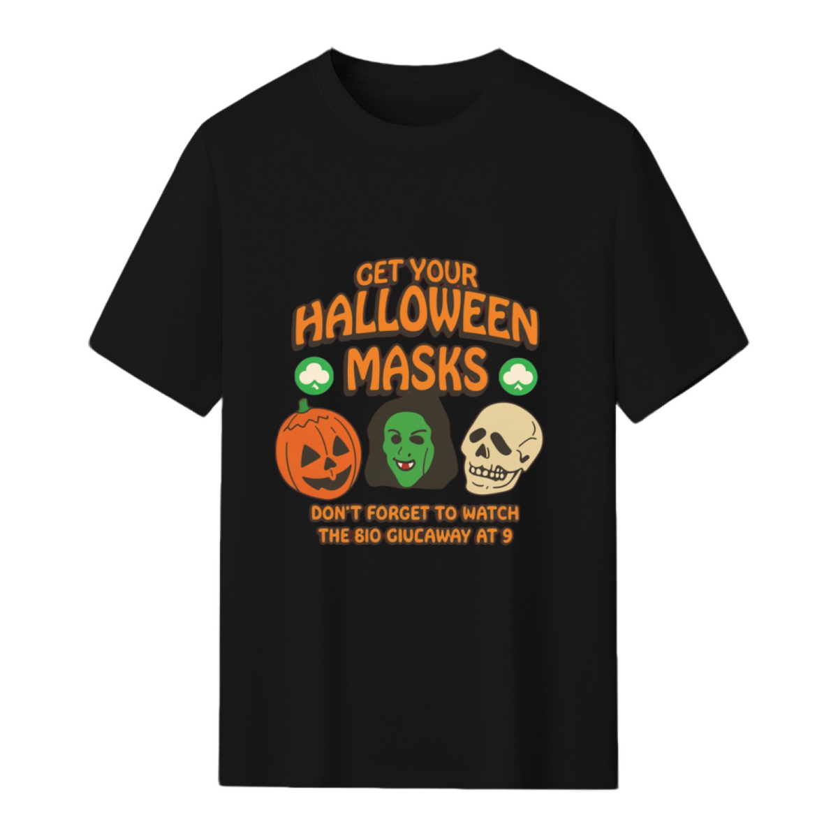 Silver Shamrock Halloween Masks Graphic T-Shirt
