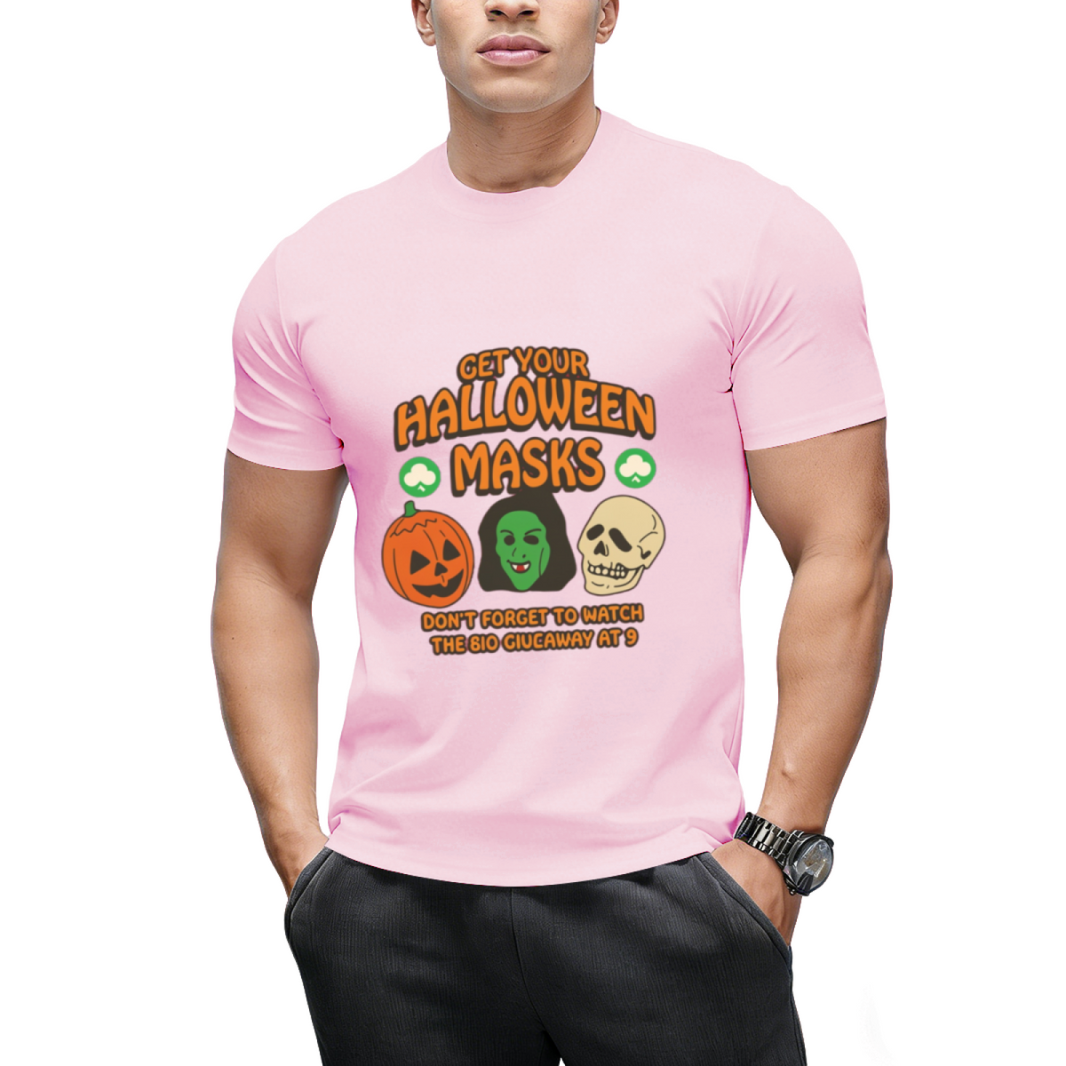 Silver Shamrock Halloween Masks Graphic T-Shirt