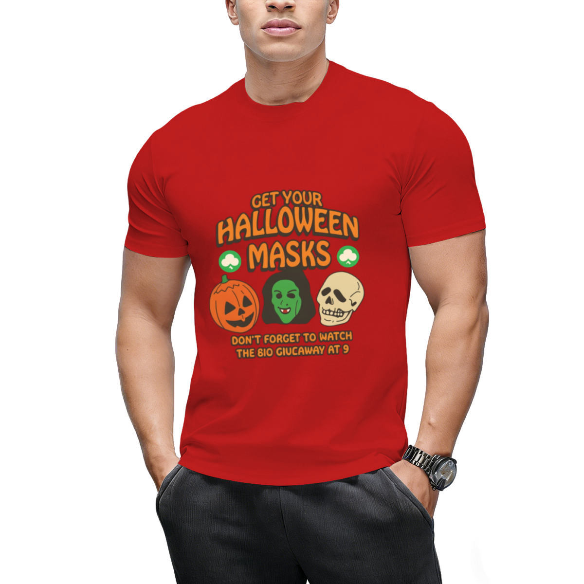 Silver Shamrock Halloween Masks Graphic T-Shirt