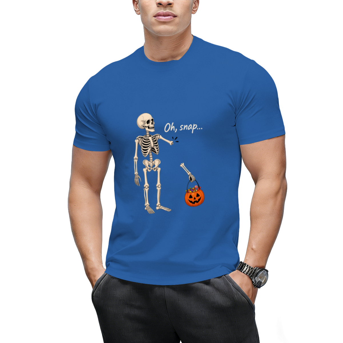 Oh Snap Skeleton and Pumpkin Graphic T-Shirt