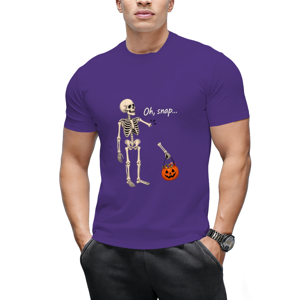 Oh Snap Skeleton and Pumpkin Graphic T-Shirt