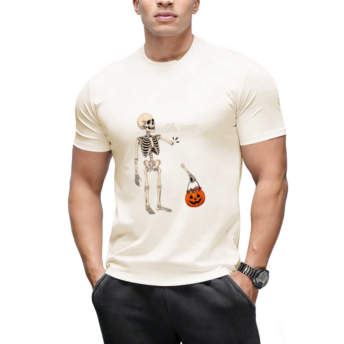 Oh Snap Skeleton and Pumpkin Graphic T-Shirt