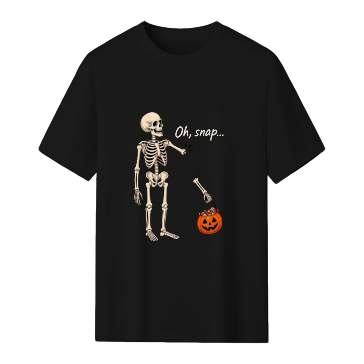 Oh Snap Skeleton and Pumpkin Graphic T-Shirt