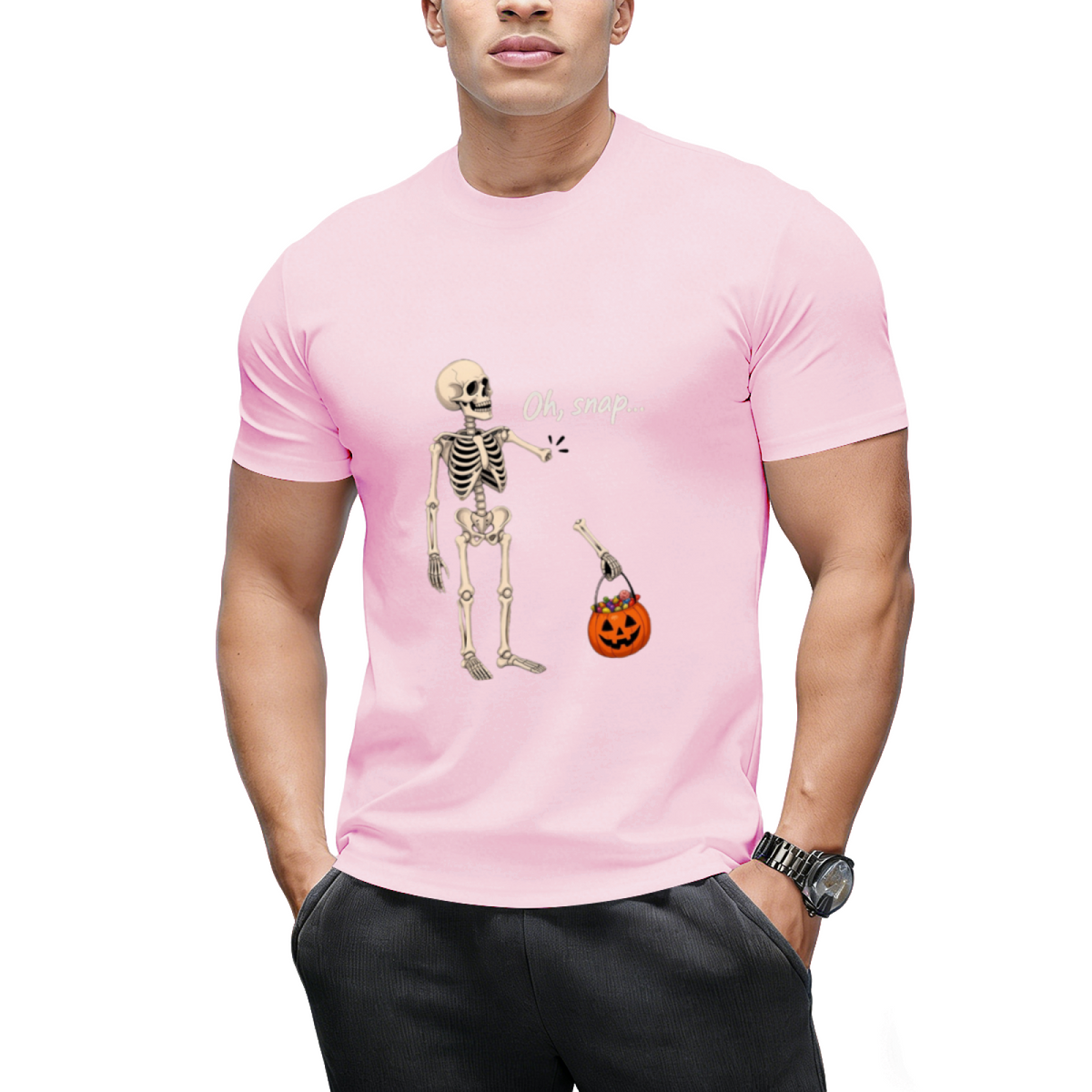 Oh Snap Skeleton and Pumpkin Graphic T-Shirt