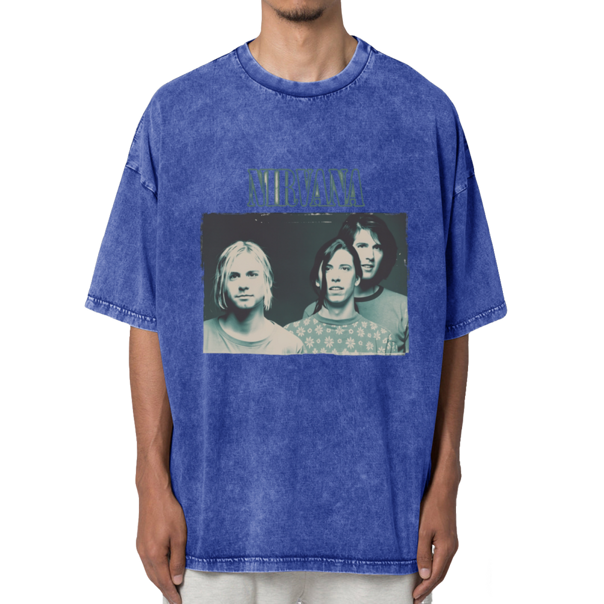 Nirvana Blue Gray Band Photo Washed Tee