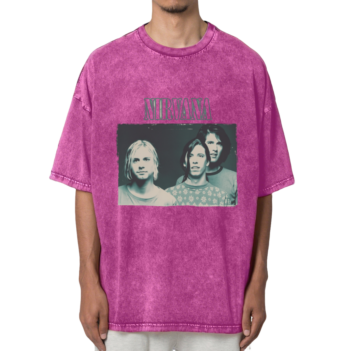 Nirvana Blue Gray Band Photo Washed Tee