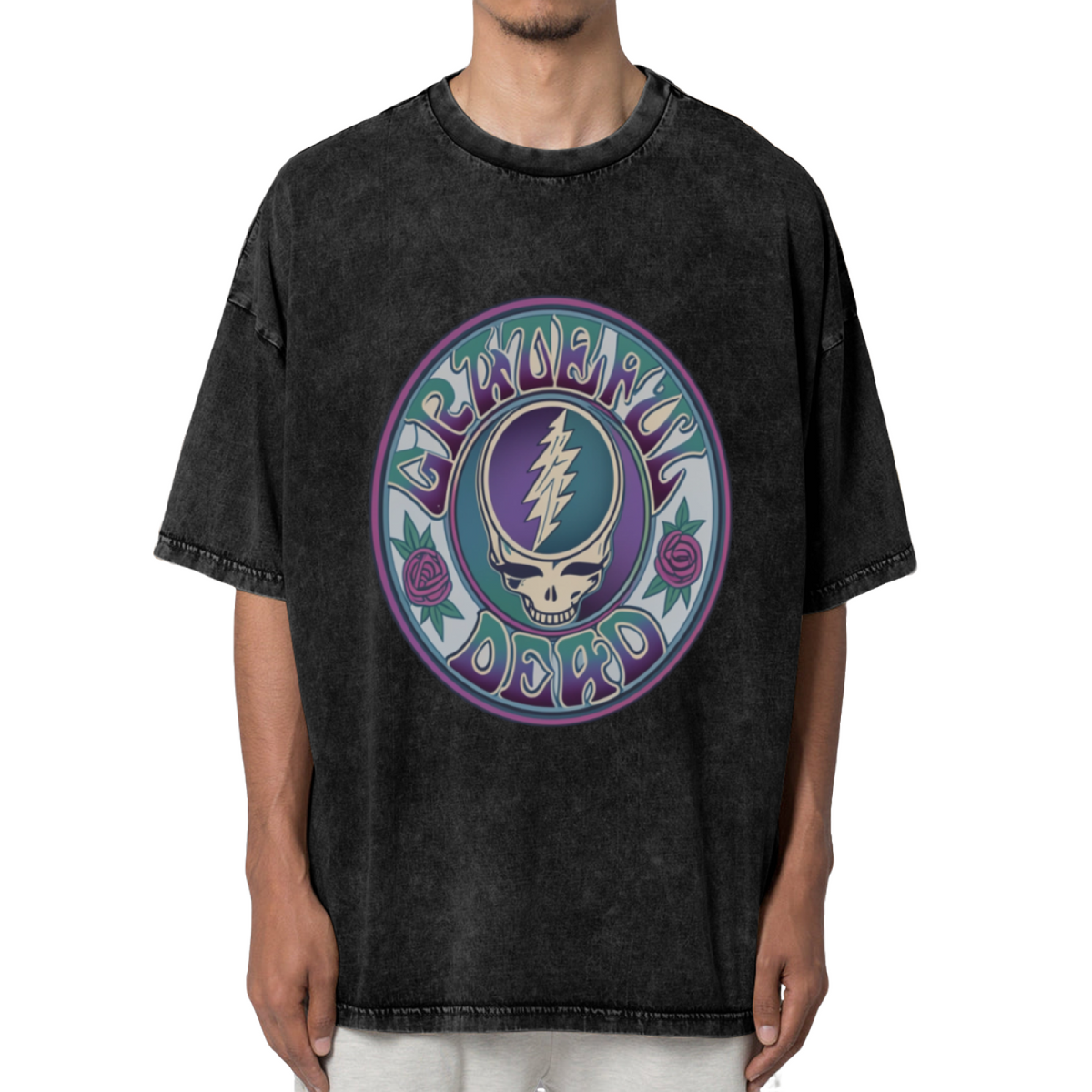Front view of Grateful Dead Batik Syf washed graphic T-shirt