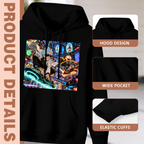 Hood, pouch pocket and sleeve-cuff detail images accompanying the men's Hoverboard Portal Circuit hoodie