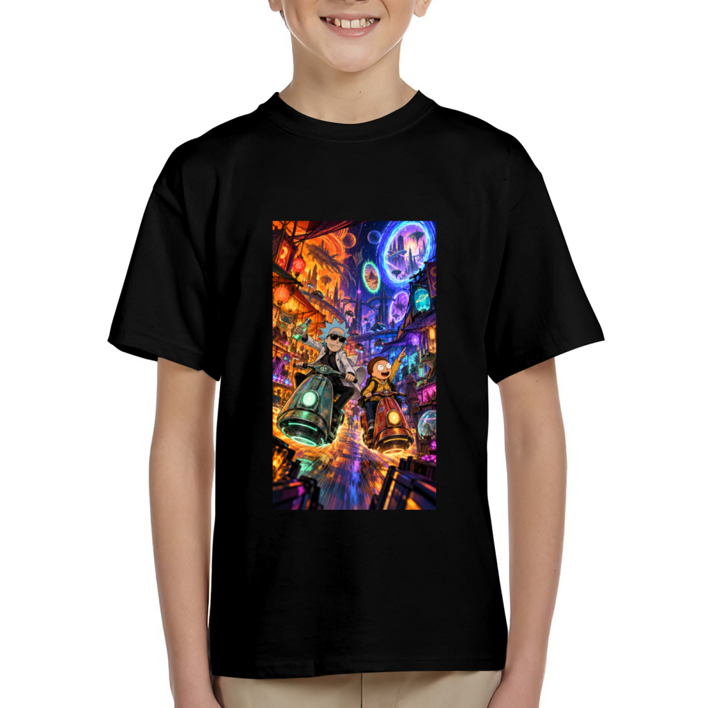 Flying Scooter Duo Kid's T-Shirt for Summer Outings