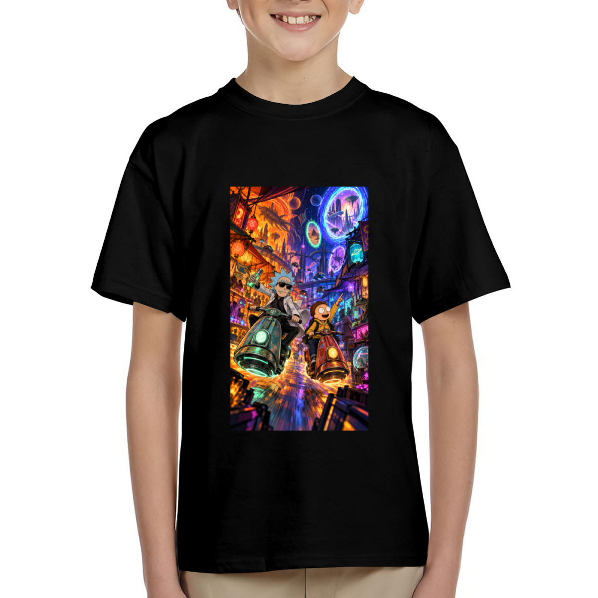 Flying Scooter Duo Kid's T-Shirt for Summer Outings