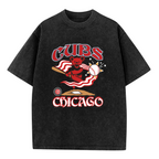 Product image of a washed graphic T-shirt featuring Grateful Dead dancing bear baseball illustration