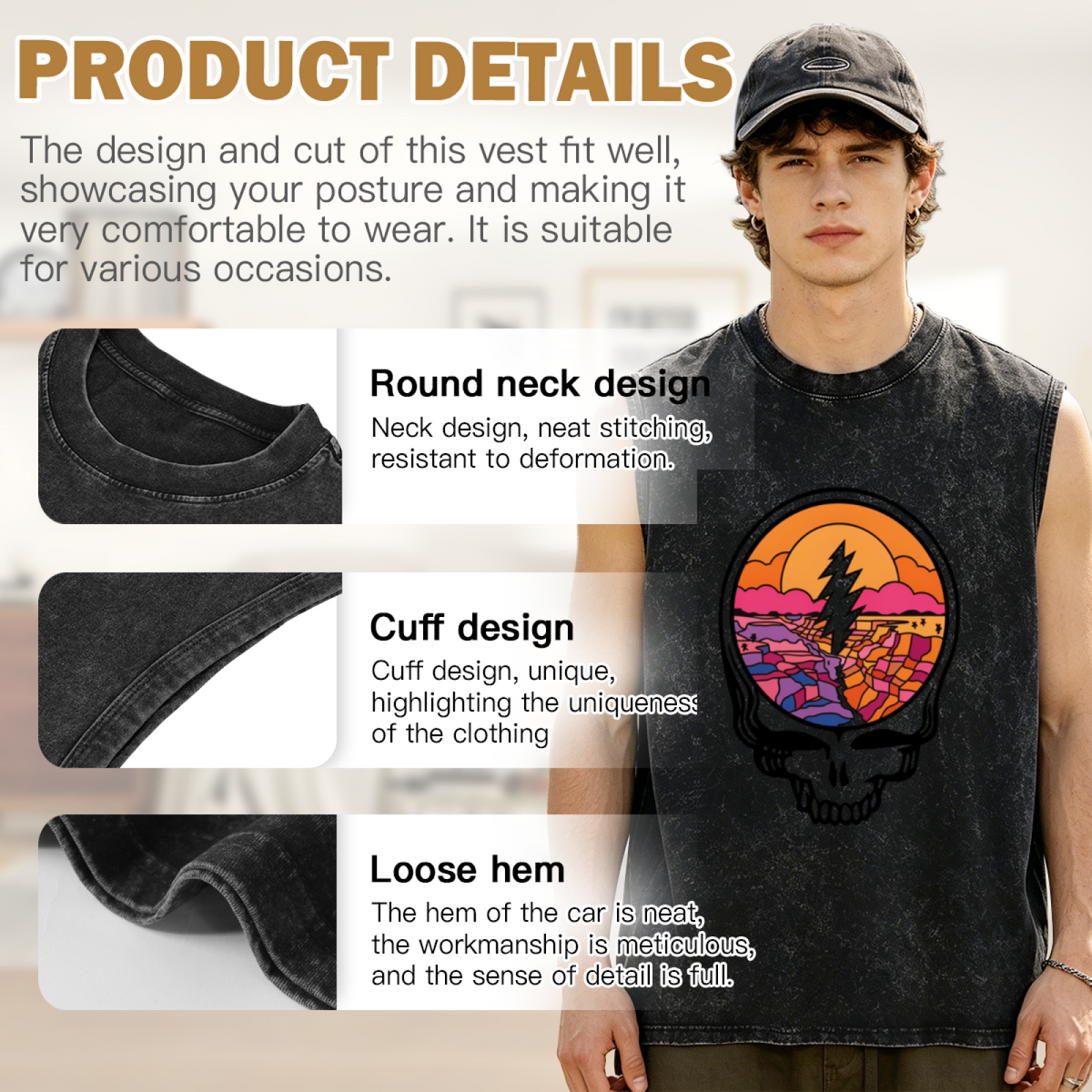 Grateful Dead-themed washed graphic tank top product image